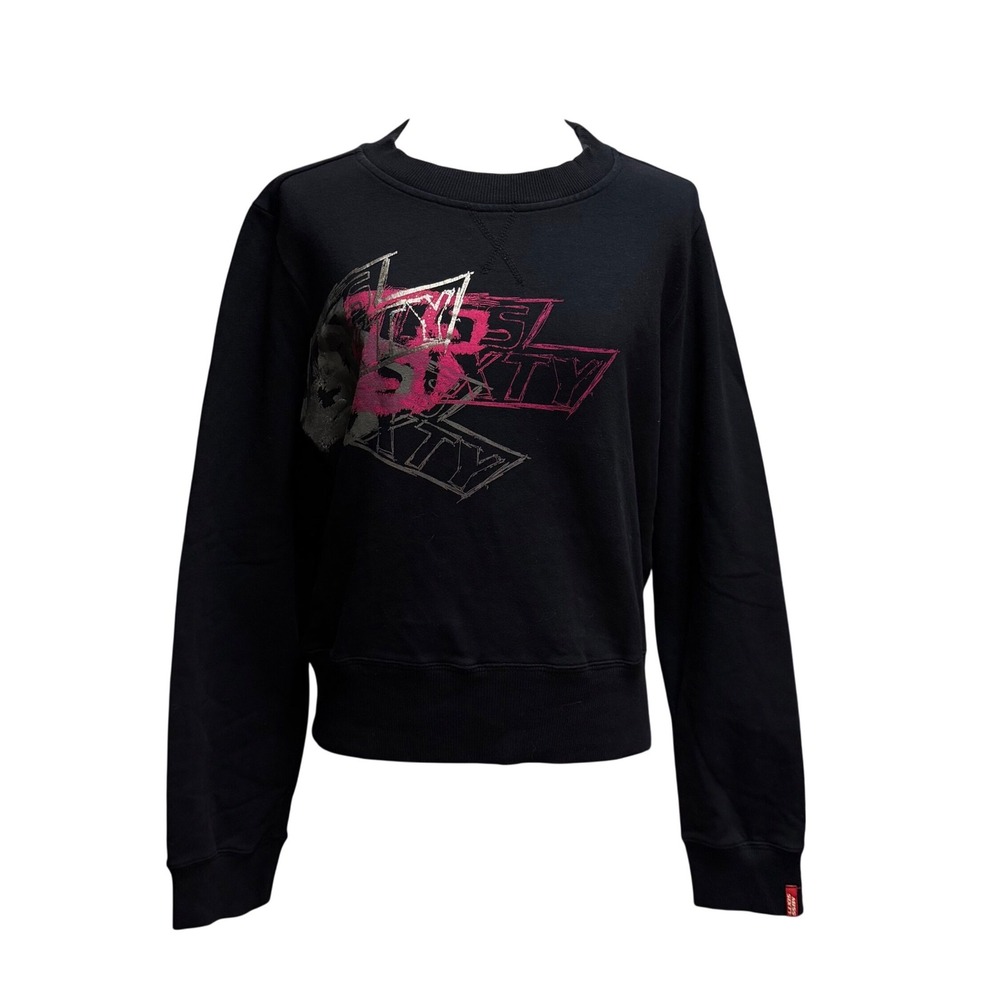 Vintage Miss Sixty Black Graphic Sweatshirt Y2K Retro Streetwear Logo Crewneck L